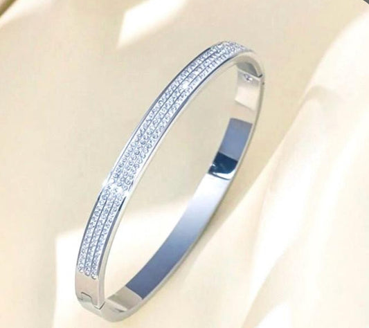 Silver Crystal Bangle