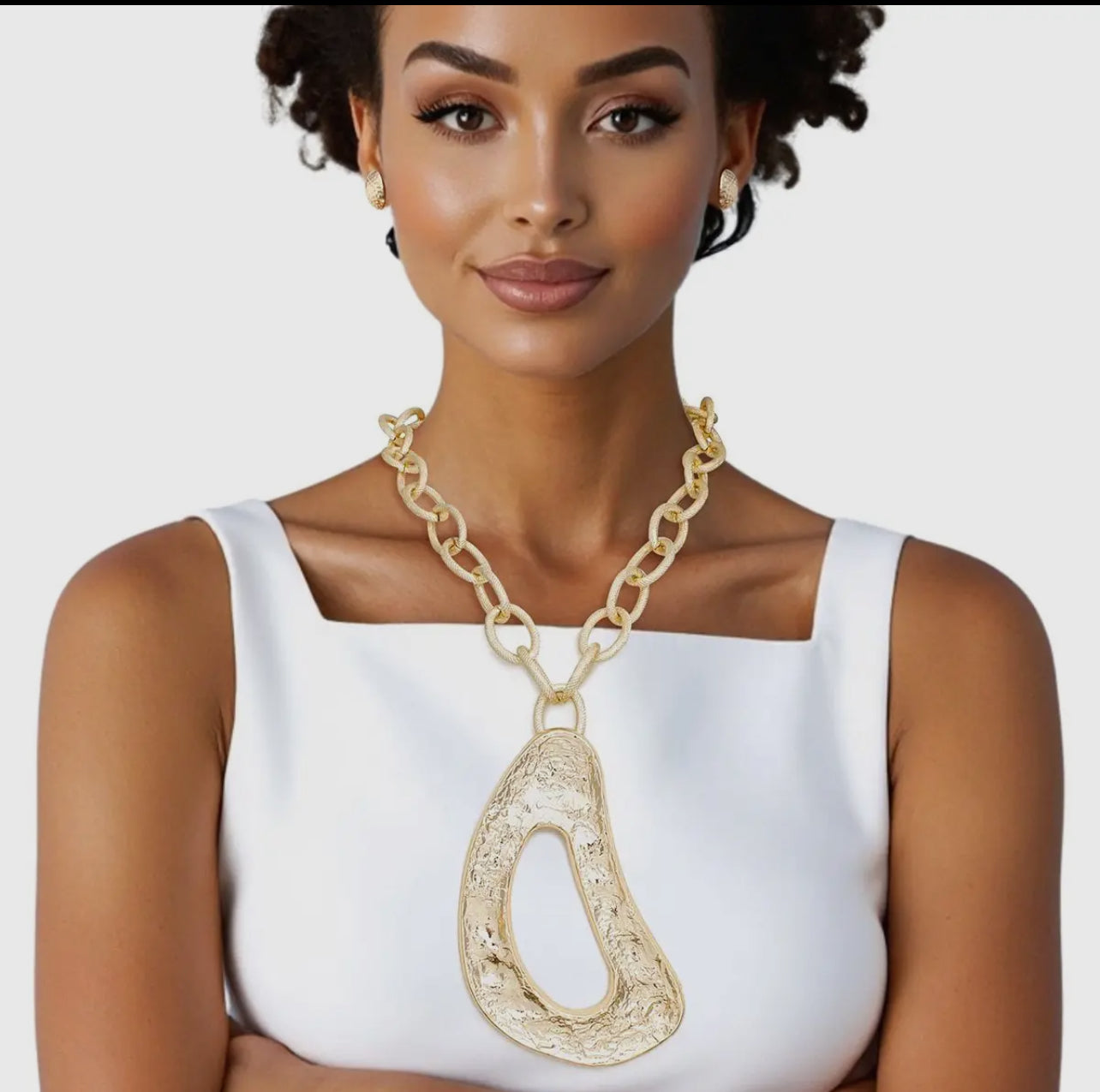 Bold Textured Abstract Chunky Chain Statement Necklace