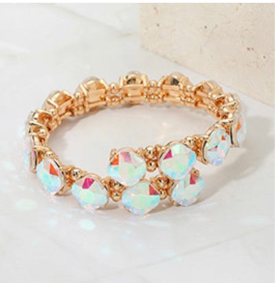 Square Stone Cluster Link Adjustable  Bracelet