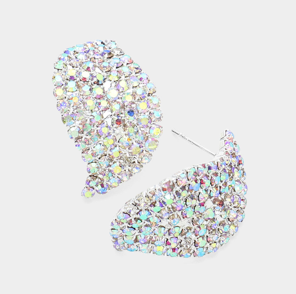 SilverAB Swirl Crystal Rhinestone Stud Earrings
