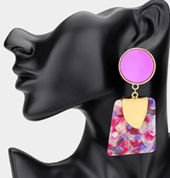 Bold Geometric Drop Statement Earrings