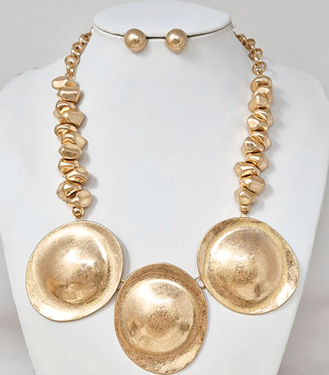 Bold Disc Link Statement Necklace