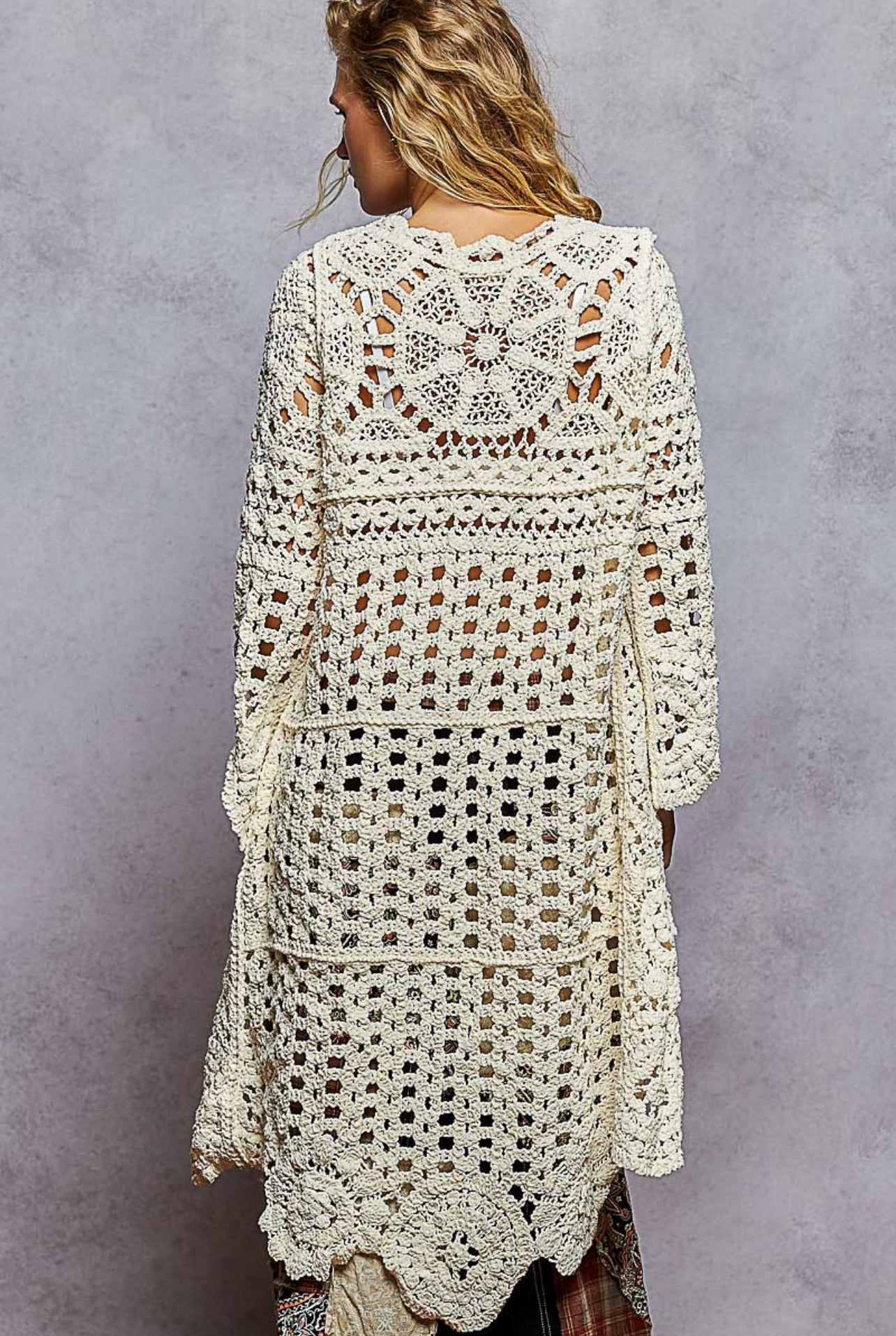 Comic Boho Weave Soft Creme Crochet Pullover