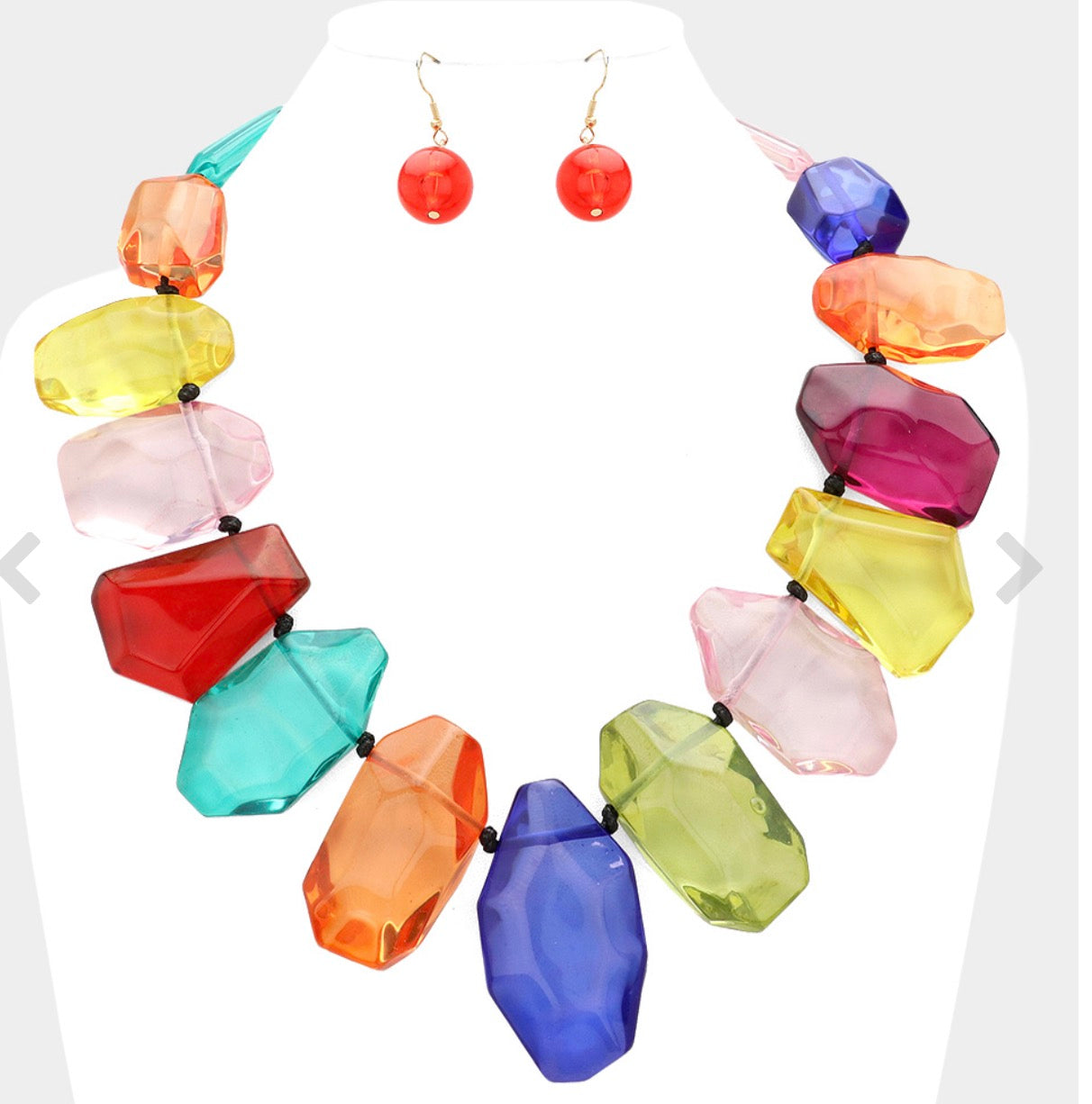 Multi Shaped Acrylic Rock Beaded Statement Necklace