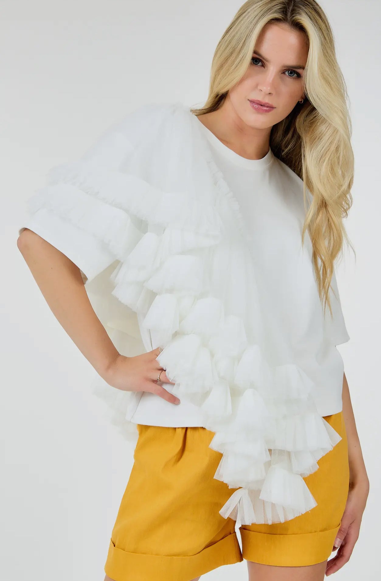 Roberta Barbie Pink Tulle Top_White