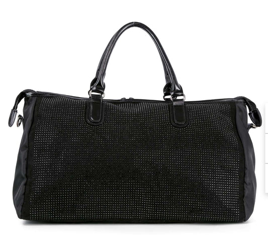 RHINESTONE ACCENTED DUFFLE TRAVEL BAG