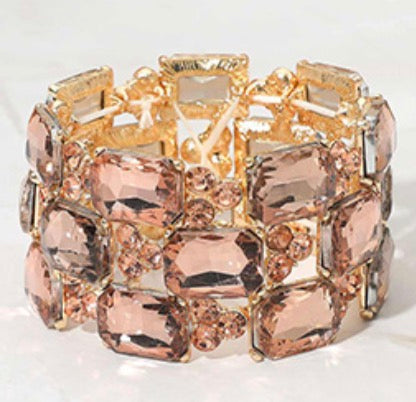 Wide Rhinestone Crystal StretchBracelet