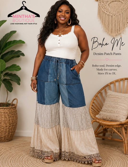 Boho Me Denim Patch Pants