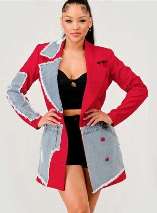 Simmi Denim & Red Blazer