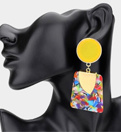 Bold Geometric Drop Statement Earrings