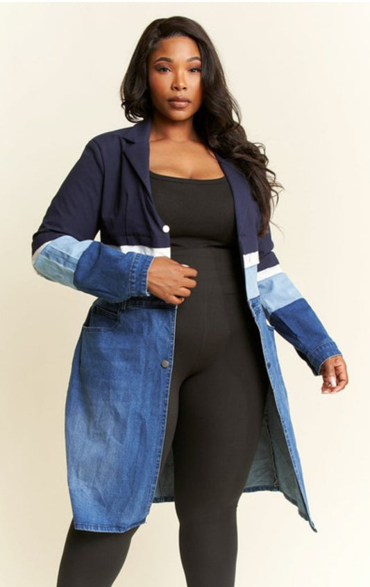 Classy Lady Denim Combo Blazer