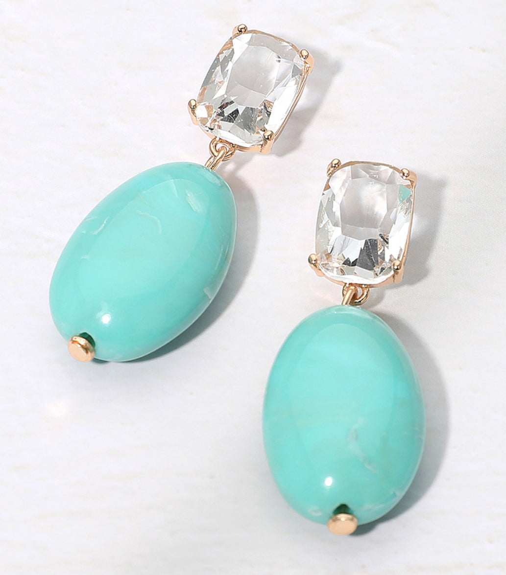 Marbled Oval Pebble Drop Earrings