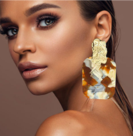 Oversized Patterned Celluloid  Earrings