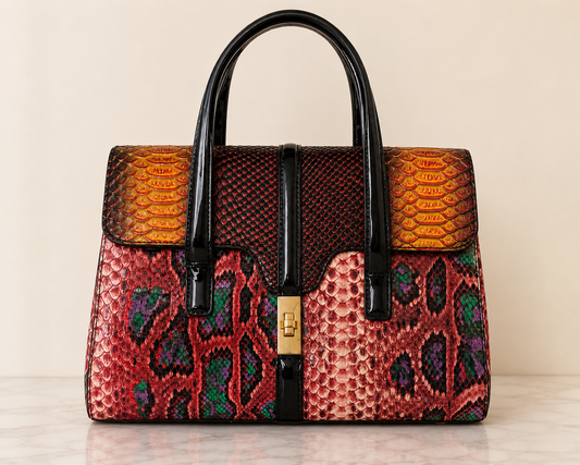 Multi Color Snake Print Handbag