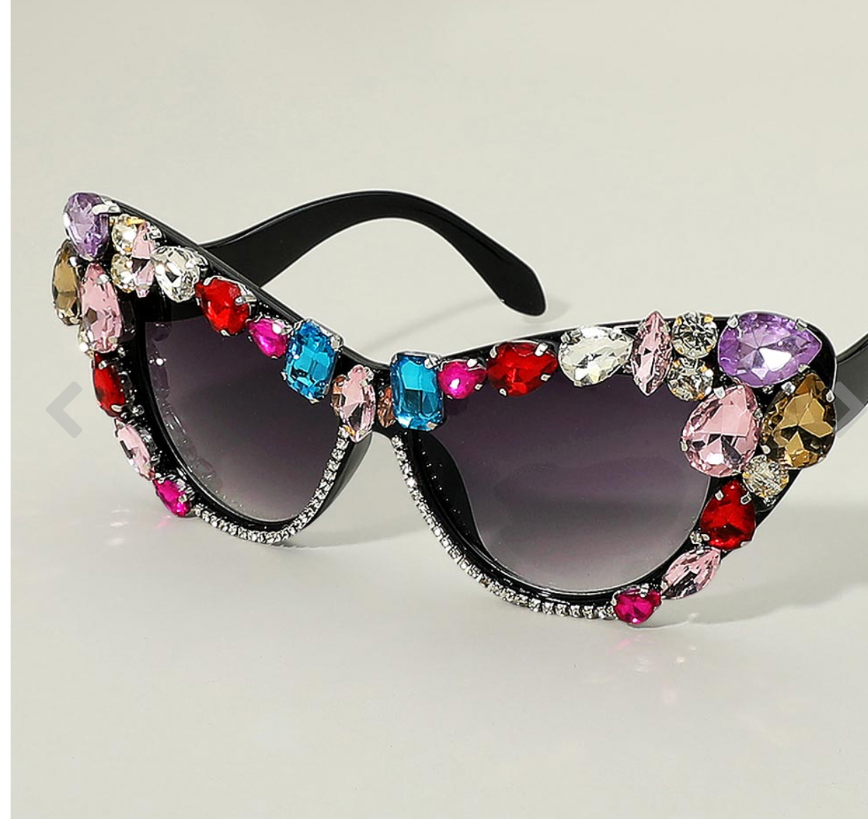 Oversized Oval Crystal Cat Eye Fashion Sunglasses