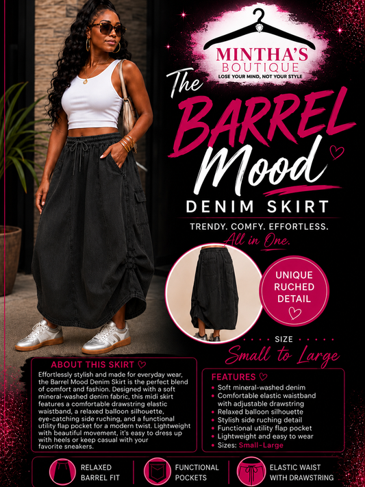 The Barrel Mood Denim Skirt_Black