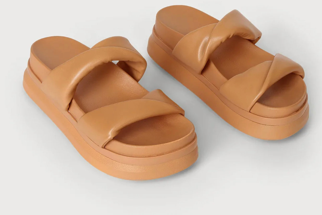 Mia Black Flatform Slide Sandals