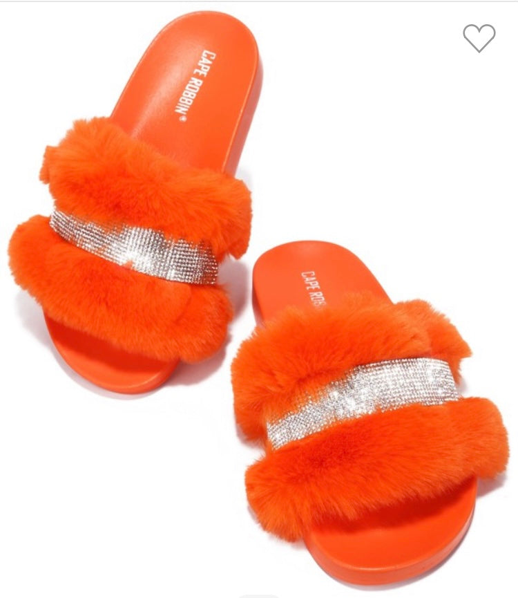Fur Rhinestone Slides